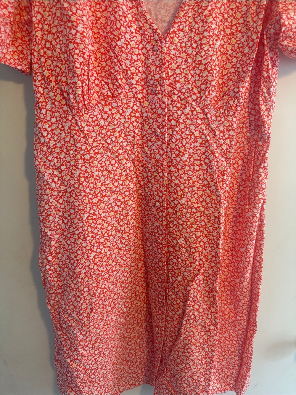 Old Navy Women’s Orange & White Floral Button Front Dress Sz Large Tall - Picture 4 of 6